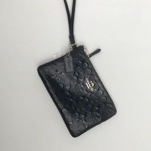 Coach Signature Patent Leather Corner Zip Wrislet